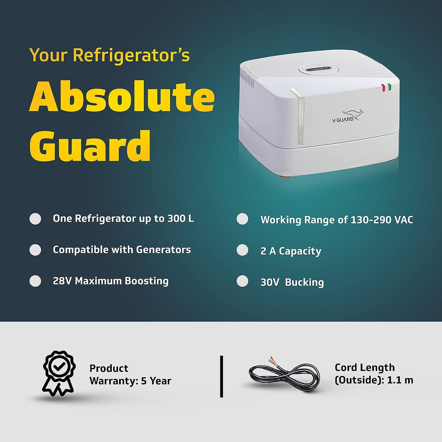 VGSD 50 Supreme Stabilizer for Refrigerator for Single/Double Door Fridges up to 300 Litre